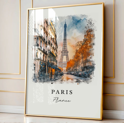 Paris watercolor travel art - France, Paris print, Wedding gift, Birthday present, Custom Text, Perfect Gift