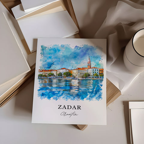 Zadar Wall Art, Zadar Croatia Print, Zadar Watercolor, Zadar Croatia Gift, Travel Print, Travel Poster, Housewarming Gift