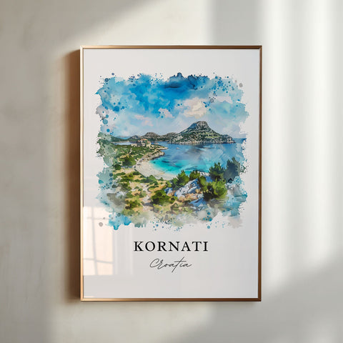 Kornati Wall Art, Kornati Croatia Print, Kornati Watercolor, Stomorski Islands Gift, Travel Print, Travel Poster, Housewarming Gift