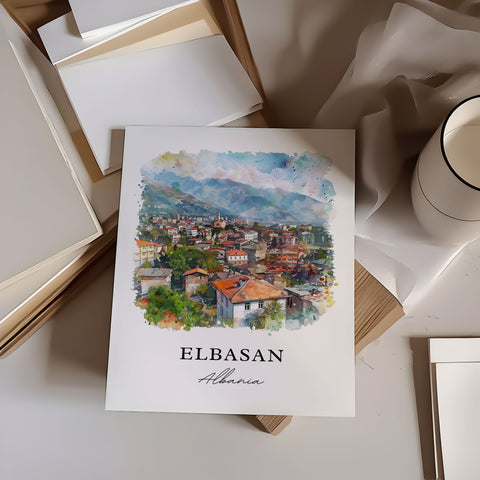 Elbasan Wall Art, Elbasan Albania Print, Elbasan Watercolor, Elbasan Albania Gift, Travel Print, Travel Poster, Housewarming Gift