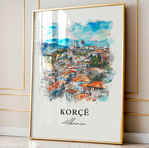 Korçë Wall Art, Korçë Print, Korçë Watercolor, Korçë Albania Gift, Travel Print, Travel Poster, Housewarming Gift