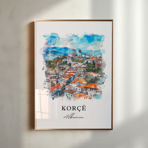 Korçë Wall Art, Korçë Print, Korçë Watercolor, Korçë Albania Gift, Travel Print, Travel Poster, Housewarming Gift