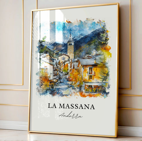 La Massana Wall Art, La Massana Andorra Print, La Massana Watercolor, Coma Pedrosa Gift, Travel Print, Travel Poster, Housewarming Gift