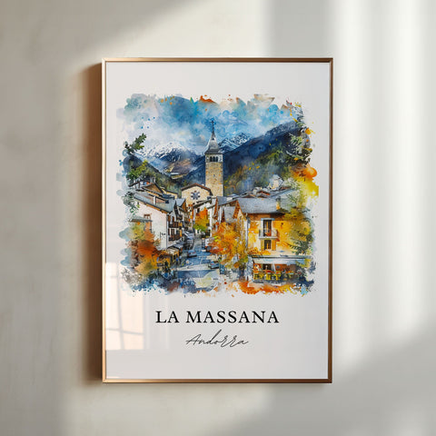 La Massana Wall Art, La Massana Andorra Print, La Massana Watercolor, Coma Pedrosa Gift, Travel Print, Travel Poster, Housewarming Gift
