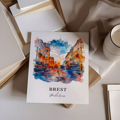 Brest Belarus Wall Art, Brest Print, Brest Watercolor, Brest Belarus Gift, Travel Print, Travel Poster, Housewarming Gift