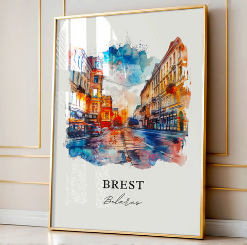 Brest Belarus Wall Art, Brest Print, Brest Watercolor, Brest Belarus Gift, Travel Print, Travel Poster, Housewarming Gift