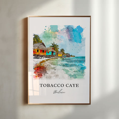 Tobacco Caye Wall Art, Tobacco Caye Print, Tobacco Caye Watercolor, Tobacco Caye Belize Gift, Travel Print, Travel Poster, Housewarming Gift
