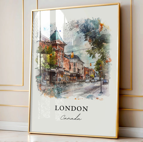 London Canada Wall Art, London Ontario Print, London Watercolor, London Lake Erie Gift, Travel Print, Travel Poster, Housewarming Gift