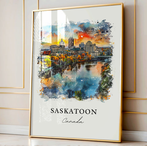 Saskatoon Canada Wall Art, Saskatchewan Print, Saskatoon Watercolor, Saskatoon Canada Gift, Travel Print, Travel Poster, Housewarming Gift