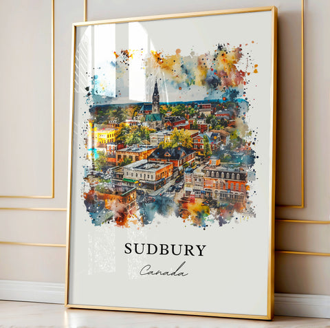 Sudbury Ontario Art, Sudbury Canada Print, Sudbury Watercolor, Sudbury Ontario Gift, Travel Print, Travel Poster, Housewarming Gift