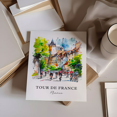 Tour De France Wall Art, Tour De France Print, Tour De France Watercolor, UCI Tour Gift, Travel Print, Travel Poster, Housewarming Gift