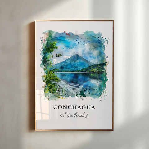 Conchagua Art, Conchagua El Salvador Print, Conchagua Volcano Watercolor, Conchagua Gift, Travel Print, Travel Poster, Housewarming Gift