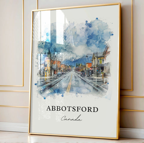 Abbotsford BC Wall Art, Abbotsford Print, Abbotsford Watercolor, Abbotsford British Columbia Gift, Travel Print, Travel Poster