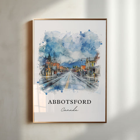 Abbotsford BC Wall Art, Abbotsford Print, Abbotsford Watercolor, Abbotsford British Columbia Gift, Travel Print, Travel Poster