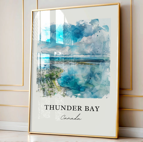 Thunder Bay Wall Art, Thunder Bay Print, Lake Superior Watercolor, Thunder Bay Ontario Gift, Travel Print, Travel Poster, Housewarming Gift