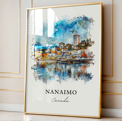 Nanaimo BC Art, Nanaimo Vancouver Print, Nanaimo Watercolor, Nanaimo BC Gift, Travel Print, Travel Poster, Housewarming Gift