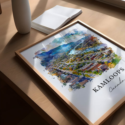 Kamloops BC Wall Art, Kamloops Print, Kamloops Watercolor, Kamloops Canada Gift, Travel Print, Travel Poster, Housewarming Gift