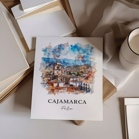 Cajamarca Wall Art, Cajamarca Print, Cajamarca Peru Watercolor, Kashamarka Peru Gift, Travel Print, Travel Poster, Housewarming Gift