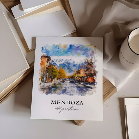 Mendoza Argentina Art, Mendoza Print, Mendoza Watercolor, Mendoza Argentina Gift, Travel Print, Travel Poster, Housewarming Gift