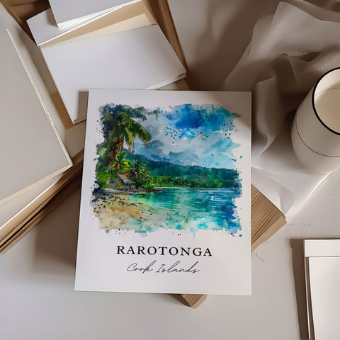 Rarotonga Wall Art, Rarotonga Print, Cook Islands Watercolor, Rarotonga Cook Islands Gift, Travel Print, Travel Poster, Housewarming Gift