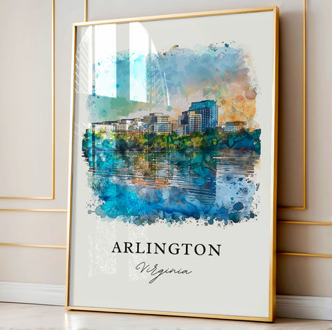 Arlington VA Wall Art, Arlington Virginia Print, Arlington Watercolor, Arlington VA Gift, Travel Print, Travel Poster, Housewarming Gift