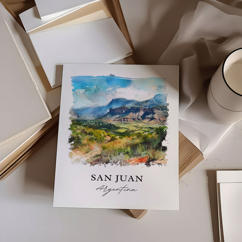 San Juan Argentina Art, San Juan Print, Argentina Watercolor, Argentina Gift, Travel Print, Travel Poster, Housewarming Gift