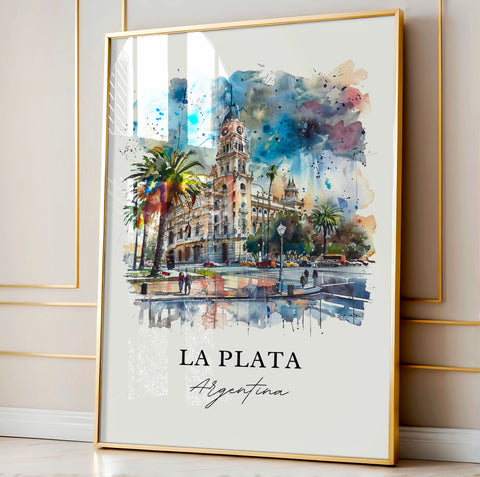 La Plata Argentina Art, La Plata Print, La Plata Watercolor, Buenos Aires Argentina Gift, Travel Print, Travel Poster, Housewarming Gift