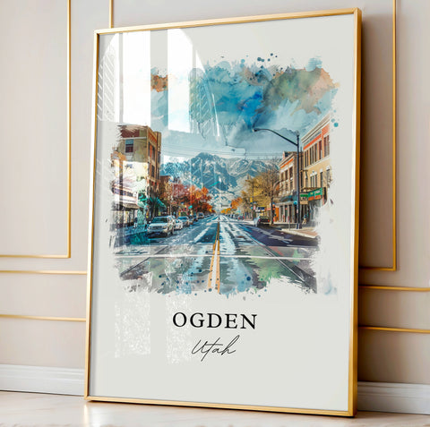 Ogden Utah Wall Art, Ogden Print, Ogden Utah Watercolor, Snowbasin Utah Gift, Travel Print, Travel Poster, Housewarming Gift