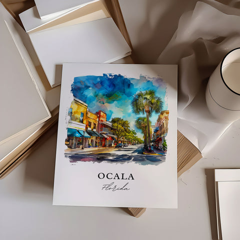 Ocala FL Wall Art, Ocala Print, Ocala Florida Watercolor, Ocala Florida Art Gift, Travel Print, Travel Poster, Housewarming Gift