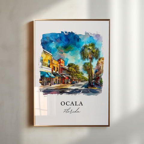 Ocala FL Wall Art, Ocala Print, Ocala Florida Watercolor, Ocala Florida Art Gift, Travel Print, Travel Poster, Housewarming Gift