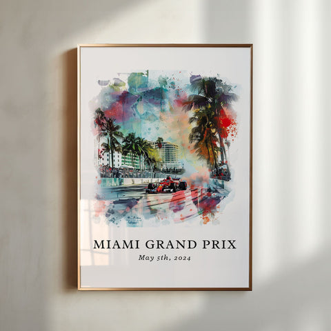 Miami Grand Prix Art, F1 Miami Print, Grand Prix Miami Watercolor, 2024 F1 Miami Gift, Travel Print, Travel Poster, Housewarming Gift