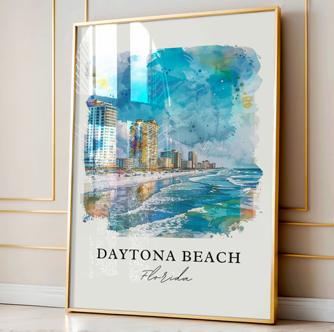 Daytona Beach Wall Art, Daytona Beach Print, Daytona Beach FL Watercolor, Daytona Beach Gift, Travel Print, Travel Poster, Housewarming Gift