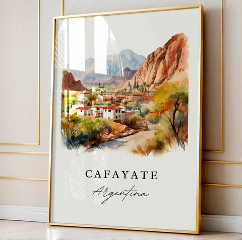 Cafayate traditional travel art - Argentina, Cafayate poster print, Wedding gift, Birthday present, Custom Text, Perfect Gift