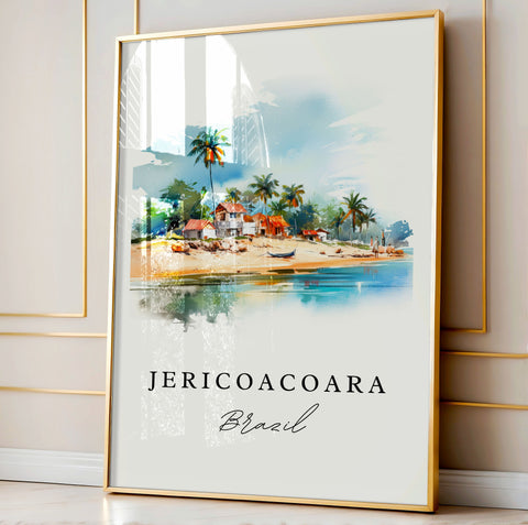 Jericoacoara traditional travel art - Brazil, Jericoacoara poster print, Wedding gift, Birthday present, Custom Text, Perfect Gift