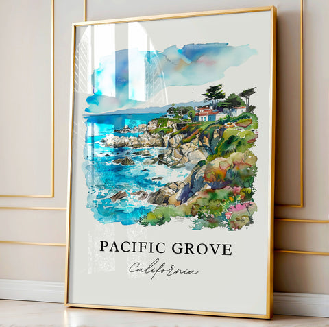 Pacific Grove Wall Art, Pacific Grove Print, Pacific Grove Watercolor, Pacific Grove CA Gift, Travel Print, Travel Poster, Housewarming Gift