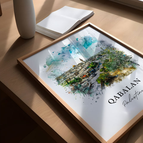 Qabalan Palestine Art, Nablus Print, Palestine Town Watercolor, Qabalan Nablus Gift, Travel Print, Travel Poster, Housewarming Gift