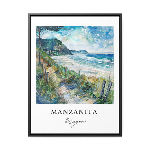 Manzanita OR Art, Manzanita Print, Tillamook Cty Watercolor, Manzanita Oregon Gift, Travel Print, Travel Poster, Housewarming Gift