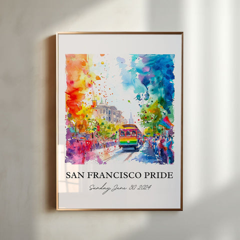 San Fran Pride Art, San Francisco Pride Print, San Fran Gay Pride Watercolor, San Fran Pride Gift, Travel Print, Travel Poster, Great Gift