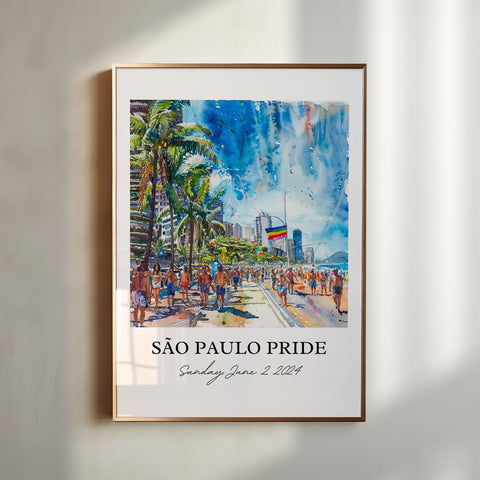 Sao Paulo Pride Art, Sao Paulo Gay Pride Print, Sao Paulo Pride Watercolor, Brazil Gay Pride Gift, Brazil Travel Print, Sao Paulo Gift