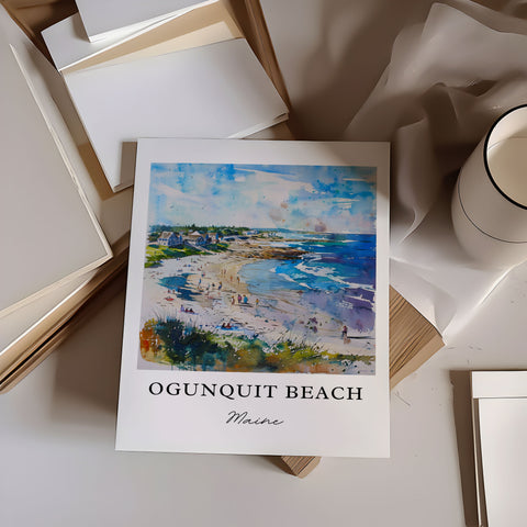 Ogunquit Beach Wall Art, Ogunquit Maine Print, Ogunquit Watercolor, Ogunquit Beach ME Gift, Travel Print, Travel Poster, Housewarming Gift