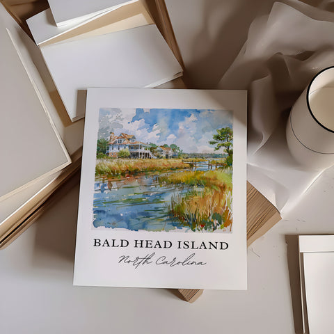 Bald Head Island Art, Bald Head Island Print, Bald Head SC Watercolor, Bald Head Island Gift, Travel Print, Travel Poster, Housewarming Gift