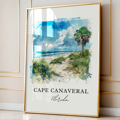 Cape Canaveral Wall Art, Cape Canaveral Print, Cape Canaveral Watercolor, Canaveral FL Gift, Travel Print, Travel Poster, Housewarming Gift