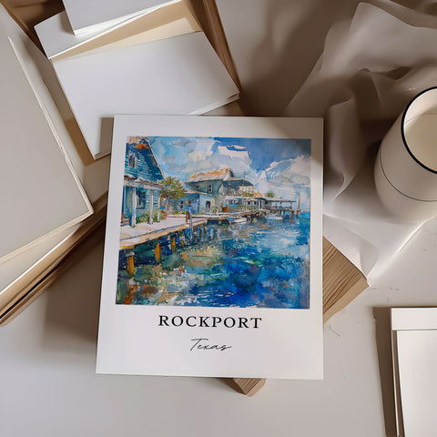 Rockport TX Wall Art, Rockport Beach TX Print, Rockport Watercolor, Rockport Texas Gift, Travel Print, Travel Poster, Housewarming Gift