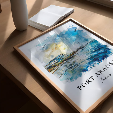 Port Aransas TX Art, Port Aransas Print, Port Aransas Watercolor, Port Aransas Texas Gift, Travel Print, Travel Poster, Housewarming Gift