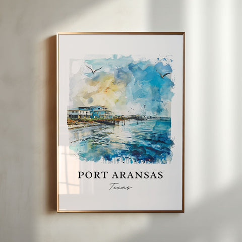 Port Aransas TX Art, Port Aransas Print, Port Aransas Watercolor, Port Aransas Texas Gift, Travel Print, Travel Poster, Housewarming Gift