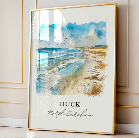 Duck NC Wall Art, Duck North Carolina Print, Dare County Watercolor, Duck NC Gift, Travel Print, Travel Poster, Housewarming Gift