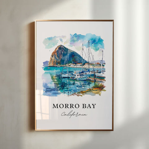 Morro Bay California Art, Morro Bay Print, Morro Bay Watercolor, Morro Bay Gift, Travel Print, Travel Poster, Housewarming Gift