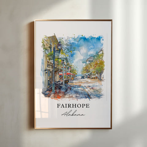 Fairhope AL Art, Fairhope Print, Fairhope Alabama Watercolor, Fairhope AL Gift, Travel Print, Travel Poster, Housewarming Gift