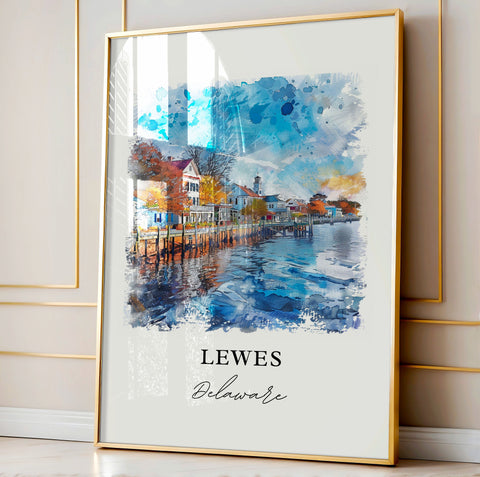 Lewes DE Wall Art, Lewes Print, Lewes Watercolor, Lewes Delaware Gift, Travel Print, Travel Poster, Housewarming Gift