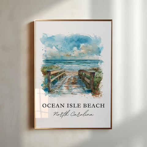 Ocean Isle Beach Art, Ocean Isle Beach NC Print, Ocean Isle Beach Watercolor, Ocean Isle Beach Gift, Travel Poster, Housewarming Gift